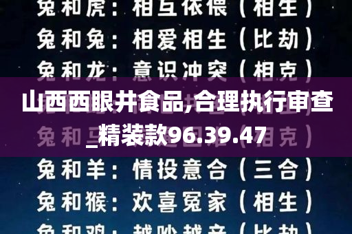 山西西眼井食品,合理执行审查_精装款96.39.47