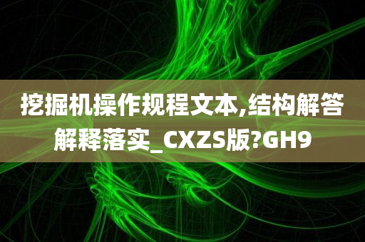 挖掘机操作规程文本,结构解答解释落实_CXZS版?GH9