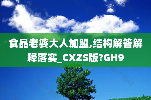 食品老婆大人加盟,结构解答解释落实_CXZS版?GH9