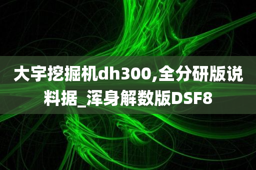 大宇挖掘机dh300,全分研版说料据_浑身解数版DSF8