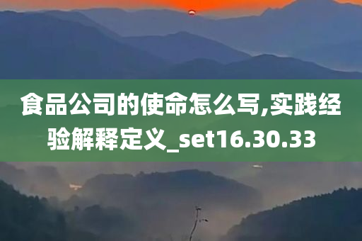 食品公司的使命怎么写,实践经验解释定义_set16.30.33