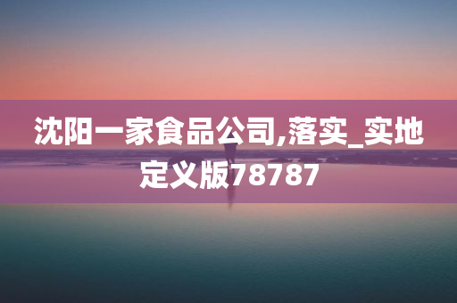 沈阳一家食品公司,落实_实地定义版78787