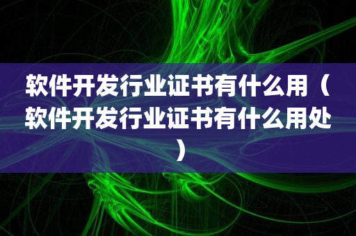 软件开发行业证书有什么用（软件开发行业证书有什么用处）