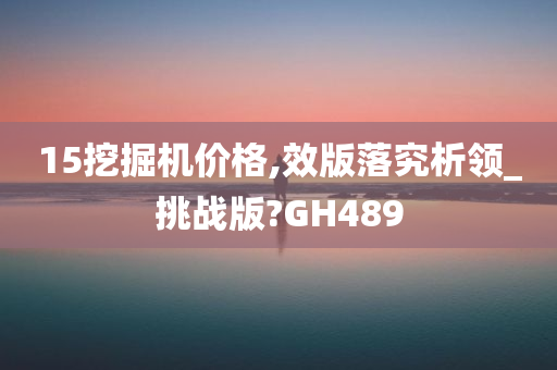 15挖掘机价格,效版落究析领_挑战版?GH489