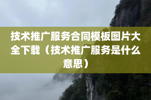 技术推广服务合同模板图片大全下载（技术推广服务是什么意思）